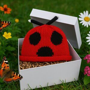 Alpaca Lady bug cap for infant or small child